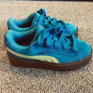 Fenty x Puma Creeper Phatty sneaker Speed Blue Lime Suede Women’s Size 8 NWOB